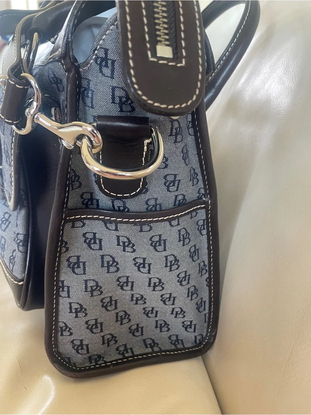 Dooney & Bourke Satchel Bag in Blue and Brown